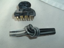 BLACK GRAY KNOTTED LUCITE HAIR BARRETTE PLASTIC HAIR CLAW CLIP HAIR ACCESSORY