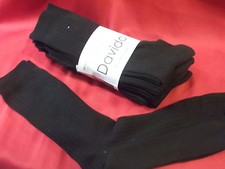 Mens socks Dress cotton made in Italy 6 pairs black solid Davido size 10-13