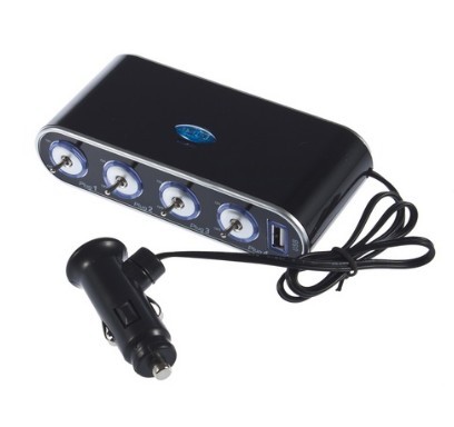 High Quality USB 4 Way Car Cigarette Lighter Socket Splitter Charger DC 12V/24V
