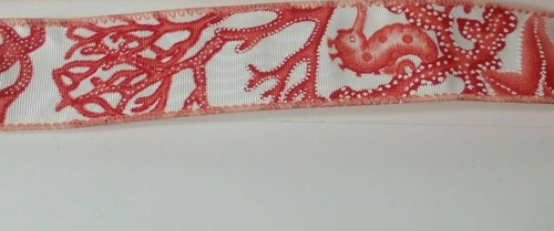 Wired Ribbon Under The Sea Coral Starfish Seahorse Beach Ocean One Roll 1.5" 25' - Picture 8 of 8