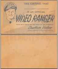 CAPTAIN VIDEO - VIDEO RANGER - MEMBERSHIP CARD - VINTAGE REPRINT