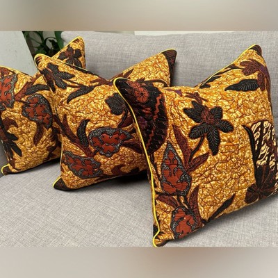 Vintage Batik Leaves Fan Quilted Welted Zip Closure COVER ONLY#0920242C