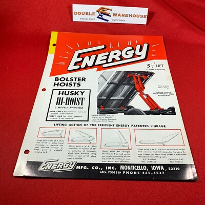 Energy Hydraulics Bolster Hoists Husky Hi-Hoist Vintage Parts Catalog 
