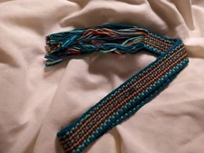 SALE! 110420203: Powder Horn inkle loom strap belt teal cheddar red 48" x 1 1/4"
