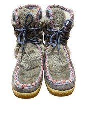 Women s Vintage Yodelers Boots Faux Fur Sherpa Suede Size 7 USA Made Gray