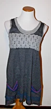 Sweater Tank Dress w Crochet Accent size Junior M Karlie Gray