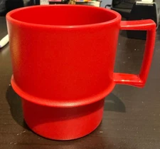 Vintage 70s - Tupperware Coffee Mug RED color, Stackable near mint condition!