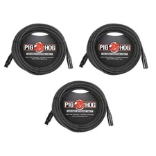 Pig Hog XLR 25 Foot Tour Grade Microphone Cables (3-Pack)