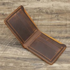 Mens Crazy Horse Leather Wallet Retro Style Purse