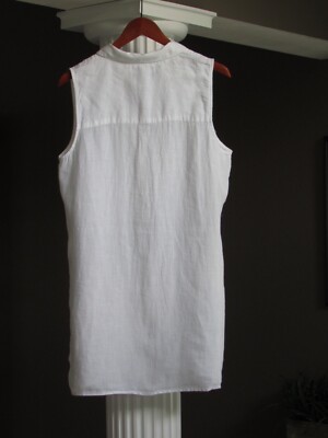 TAHARI White 100% Linen Sleeveless Collared Shirt Dress Size XL NWT TAHARI White 100% Linen Sleeveless Collared Shirt Dress Size XL NWT