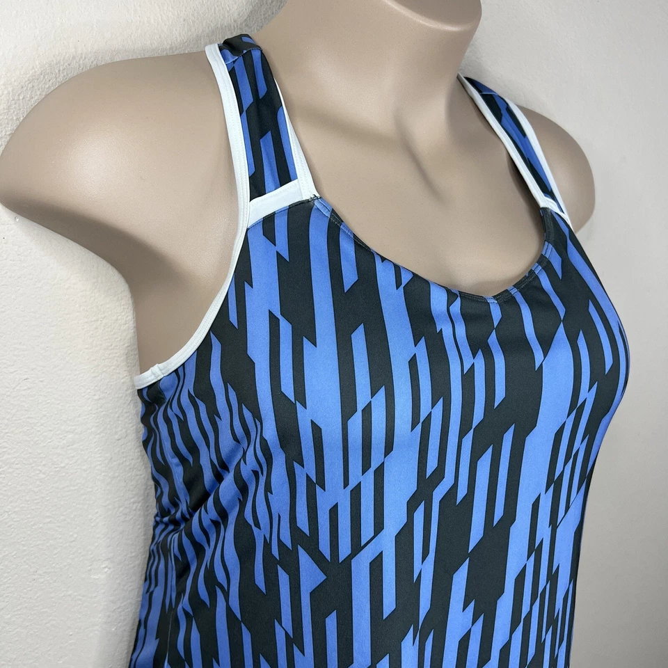 XL 码北欧田径蓝色黑色无袖几何运动运动服 — 第 2/4 张图片