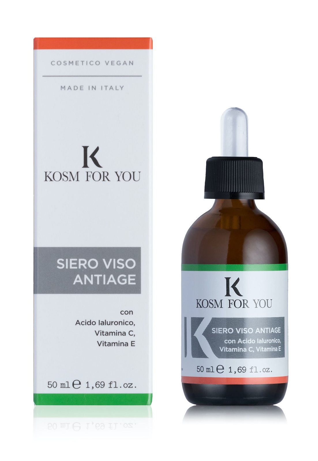 Kosmforyou Serum Face 50ml: Acido Ialuronico e Vitamine C+E Bio
