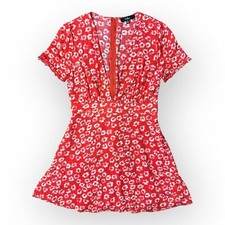 Lulus Garden Explorer Red Floral Print Mini Dress Size M