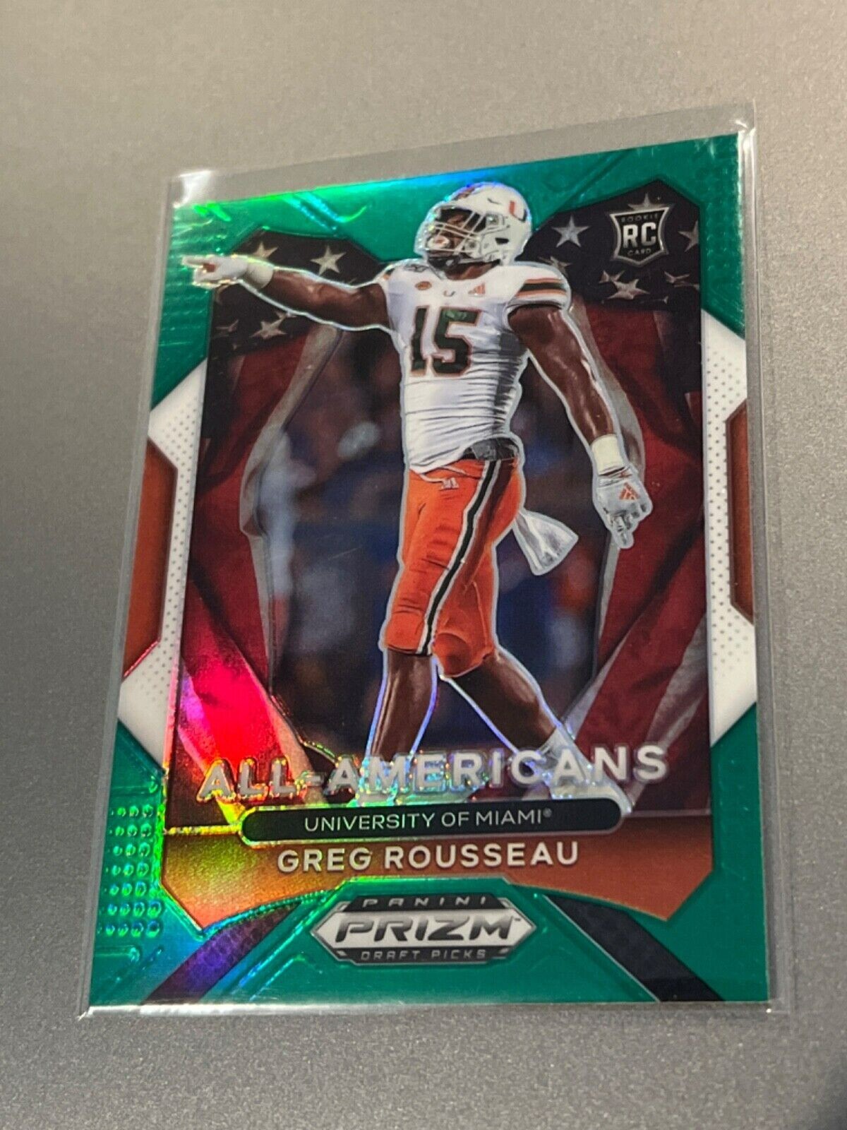 2021 Prizm Draft Picks Greg Rousseau Green Prizm All-Americans Rookie NM