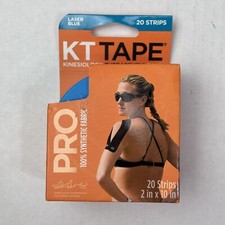 KT Tape Pro Elastic Sports Tape 100 Synthetic Laser Blue 20 Precut 10" Strips