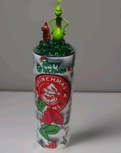 Grinch Miss 20 Oz Tumbler Cup With Customized Topper And Straw