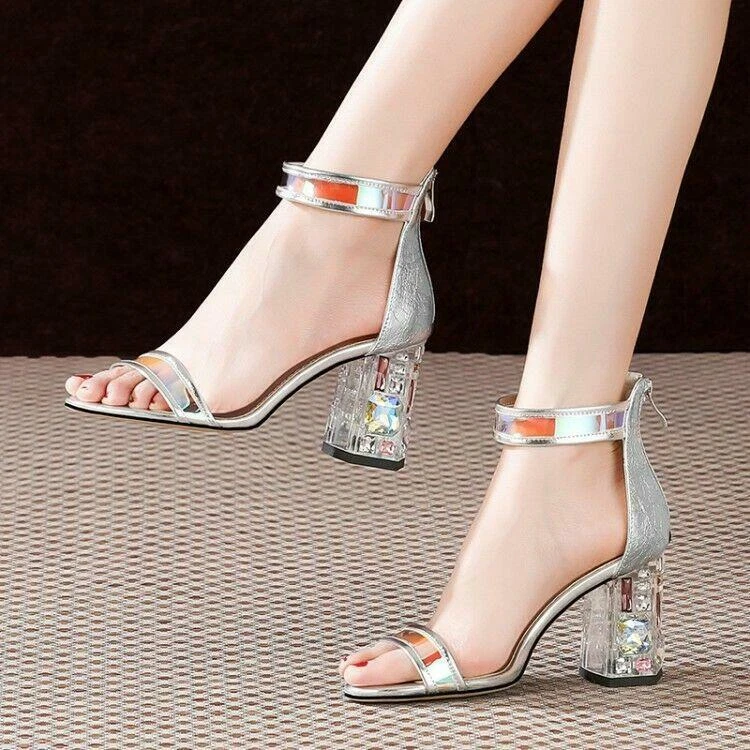 Crystal block hotsell heel sandals