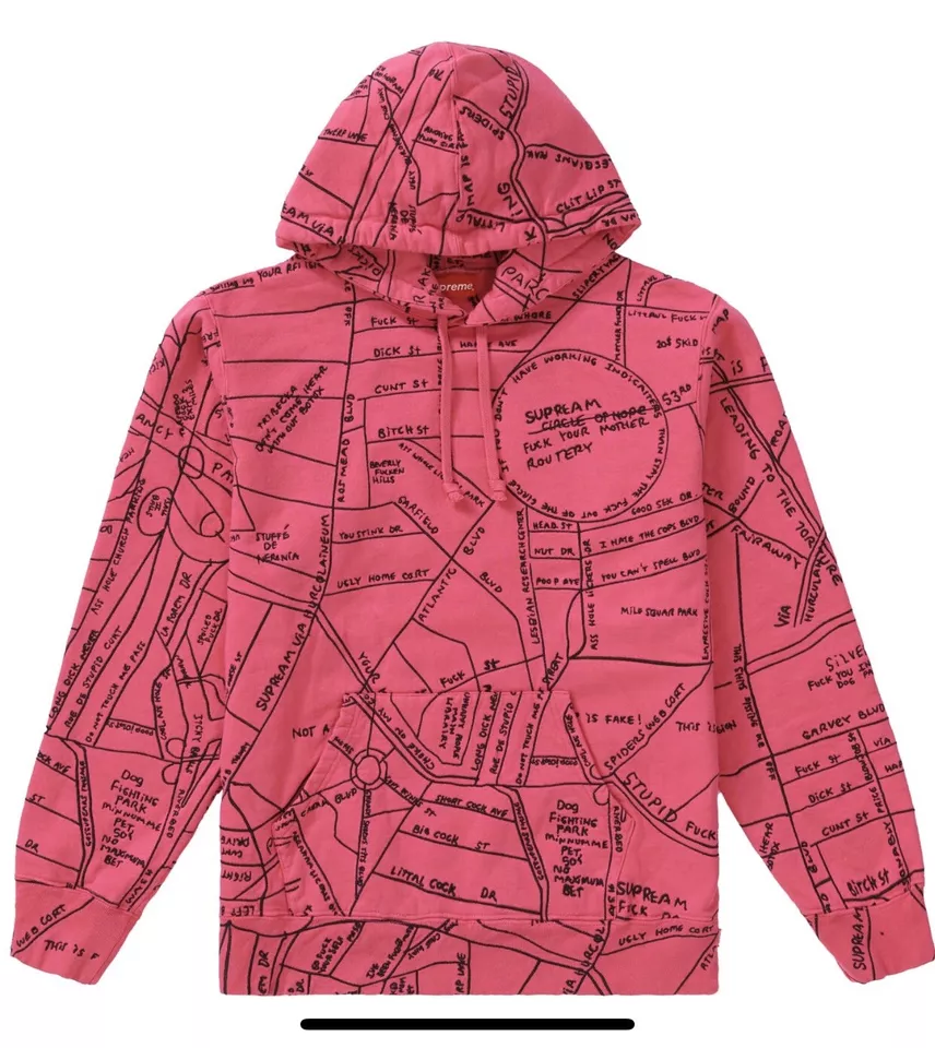 トップスM Gonz Embroidered Map Hooded Sweatshirt