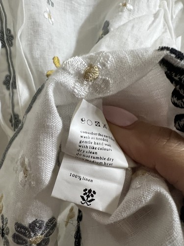 Innika Choo Linen White Floral Embroidered Top Sz 1 (item 12.5) - 第 10/10 張圖片