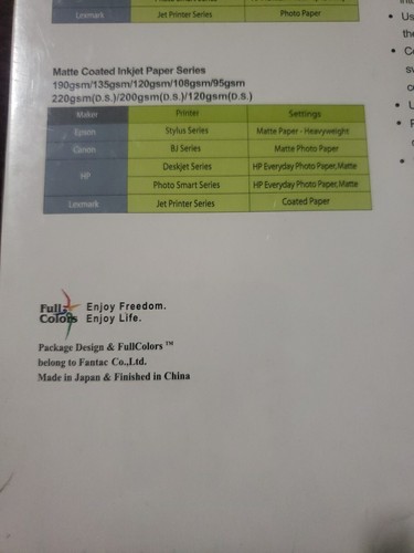 FULL COLORS A4 MATTE COATED INKJET PAPER 108g/m -50Sheets - 第 12/12 張圖片