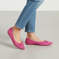 Birdies The Goldfinch Raffia Flats Shoes Pointed Toe Bow Pink Womens 8