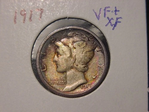 1917 MERCURY DIME VF + XF POPULAR DATE SHIPS FREE