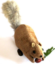 Vintage Wind-up Nutty Squirrel With Acorn  Oak Leaf Hops Around Works 