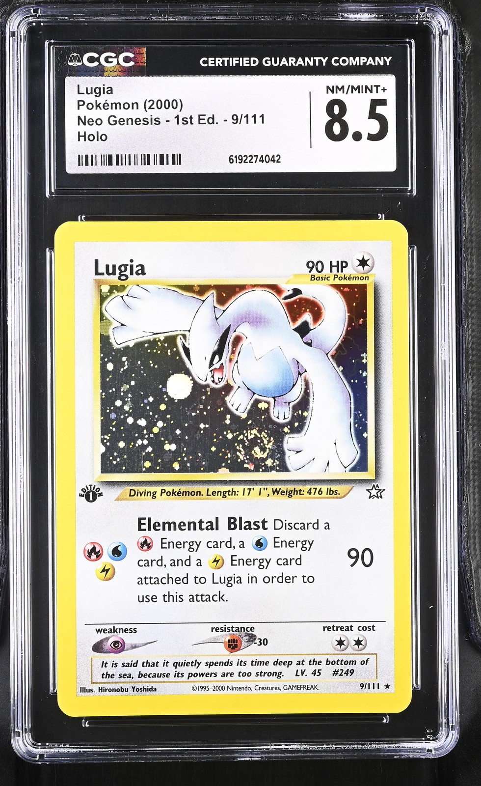 CGC 8.5 NM/MINT+ Lugia 9/111 Neo Genesis 1st Edition Holo Swirl Pokemon Card