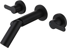 Wall Mount Bathroom Faucet Matte Black,Solid Brass Wall Mounted Sink Faucet,Wide