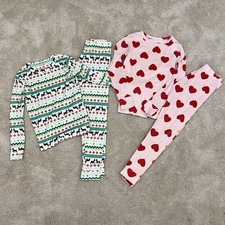 Cat  Jack Girls Pajama Set Lot Size 12 Christmas Hearts Holiday Sleepwear