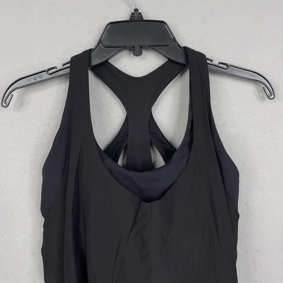 Camiseta sin mangas Athleta para mujer mediana negra espalda deportiva sujetador incorporado entrenamiento atlético Foto 2 de 4