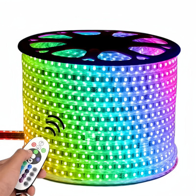 110V LED Strip Light SMD 5050 Flexible Tape Home Outdoor Lighting Rope + US Plug