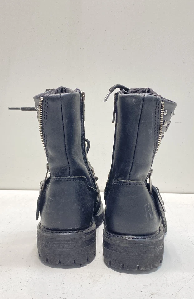 Harley Davidson Women's Black Studded Leather Motorcycle Boots Low Heel Size 7M - Image 4 of 4