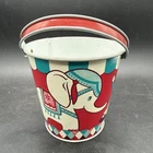 Vintage Ohio Art Tin Litho  Sand Pail Graphics of circus animals elephant 1960's