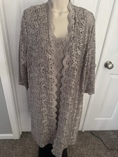 Alex Evenings Dress Two Piece Taupe Glitter 14 New Mother of The Bride Groom