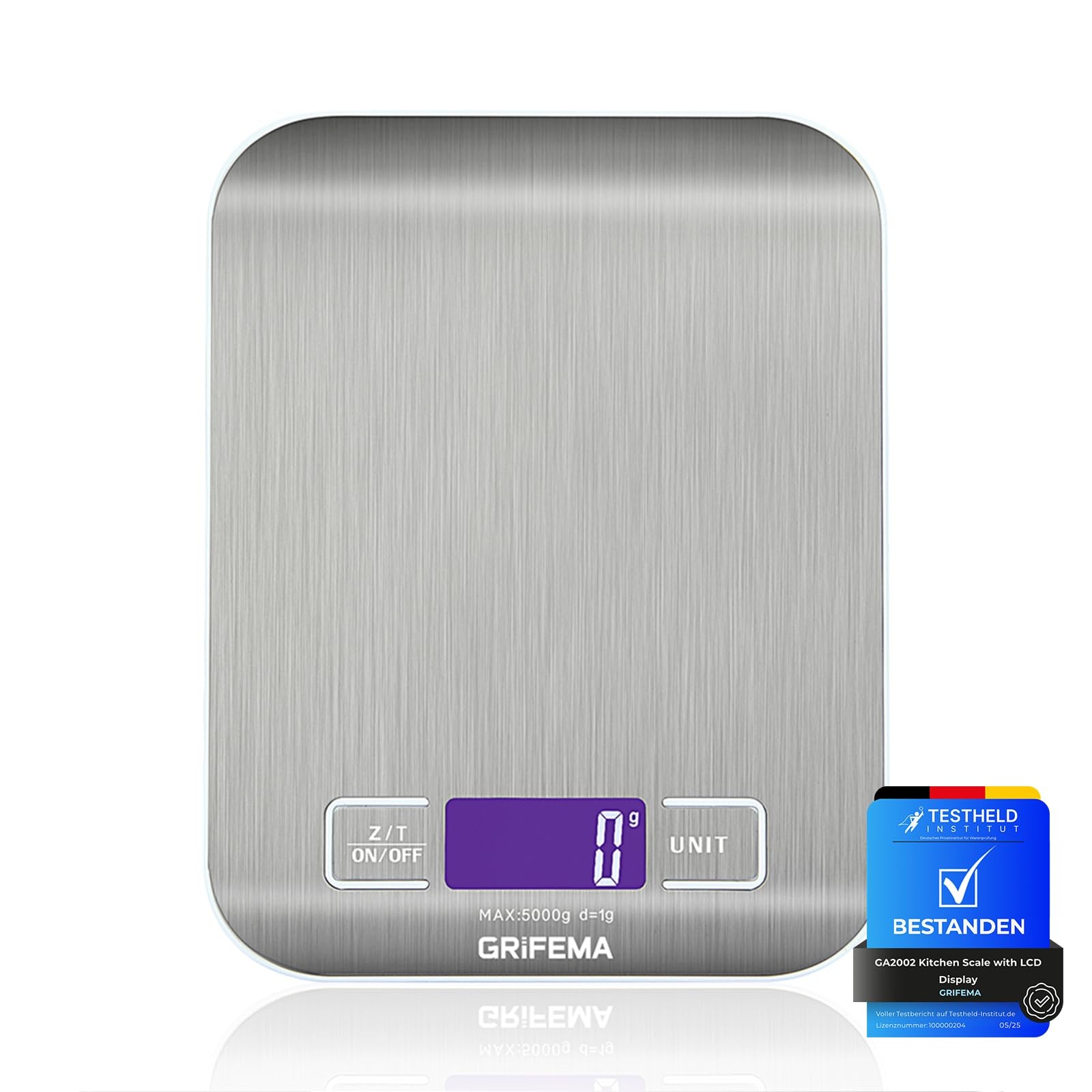 GRIFEMA GA2002 Bilancia da Cucina Smart Digitale con Funzione Tare 5kg/11 lbs