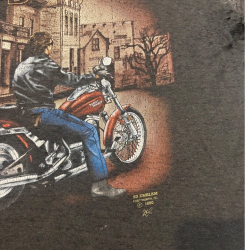Vintage 1990 Harley Davidson 3D Emblem Tee Large Distressed USA Thin Faded by Harley-Davidson, Size L, $120 - Photo 2