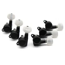 L6 inline JINHO JNP7 White Pearl Button Black Guitar Locking Tuning Key Pegs