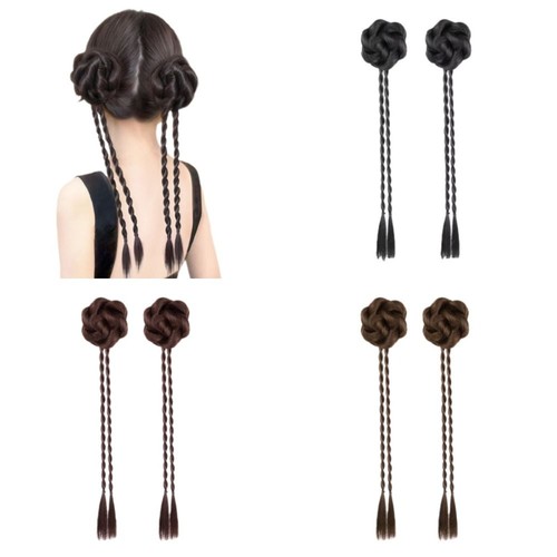 2Pcs Synthetic Ball Head Wig Boxing Braids Twist Braids Ponytail Party