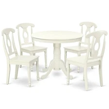 5 Piece Dinette Set for 4 Includes a Round Kitchen Table with Pedestal Base...