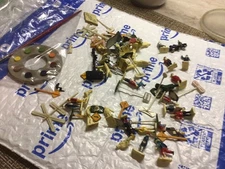 Approx 40 Model Figures, HO Scale, some painted, people, signs, cycle, paint