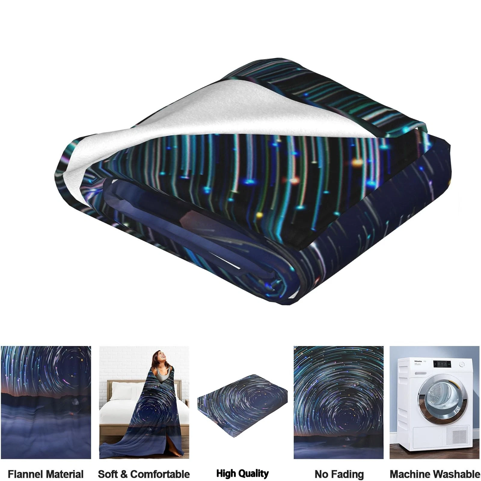 Seahorse Fleece Blanket for Women, Soft and Warm Light Blue Throw