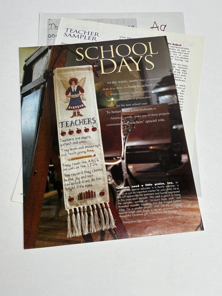 Teacher Sampler Counted Cross Stitch Pattern Magazine Pages - Image 3 of 3