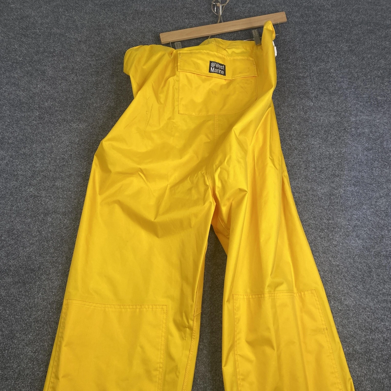 West Marine Rain Pants Mens Medium Yellow Foul Weather Waterproof Nylon Sailing