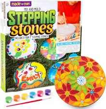 Made by Me Mix & Mold Your Own & Make 4 DIY Personalized Stepping Stones, Great 