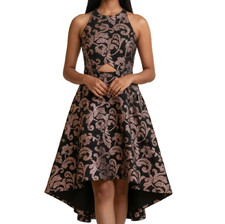 Guess Los Angeles Dress Size 2 Sleeveless Fit Flare Pink Metallic Pattern Black