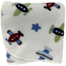 Circo White Airplane Star Baby Blanket Soft Fleece White Htf Lovey Target