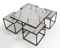 Stilvolles Wohnzimmer-Set Mit Couchtisch Und 4 Beistelltischen
