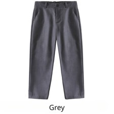Boy's Flat Front Dress Pants Elastic Waist Loose Fit Uniform Trousers Bottom