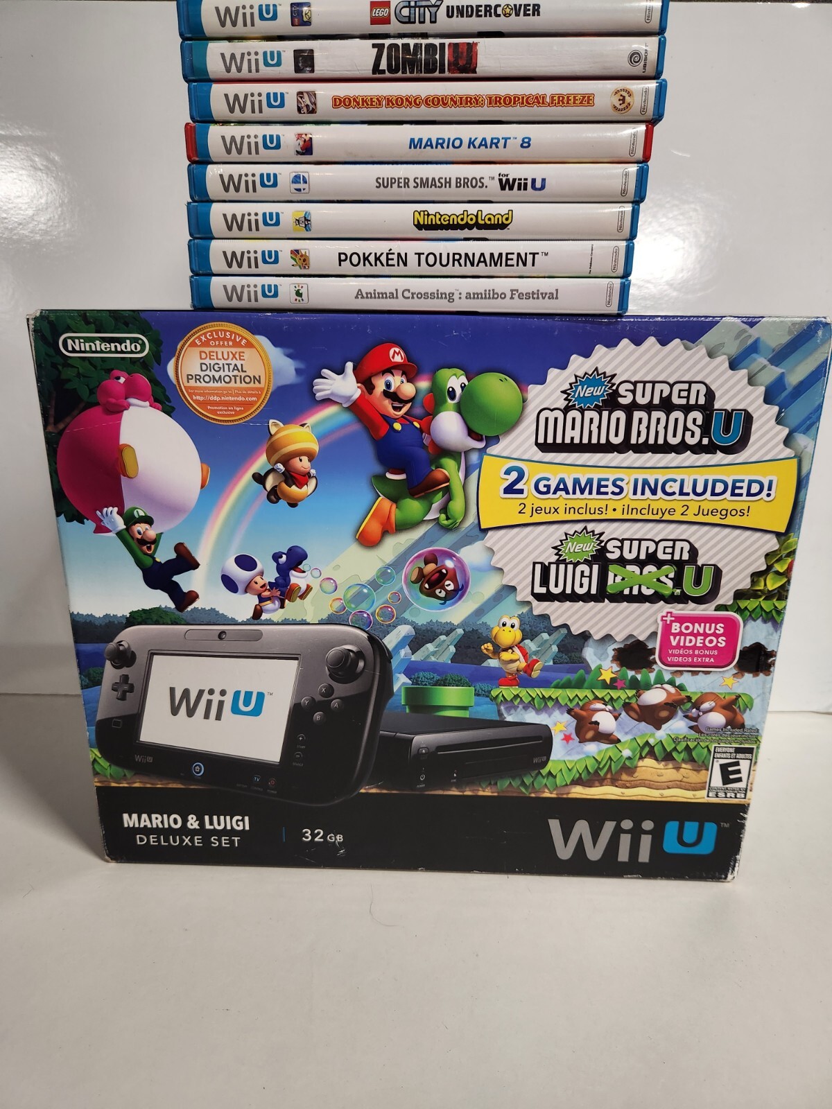 Nintendo Wii U Mario & Luigi Deluxe Set 32gb Console + 8 Games bundle
